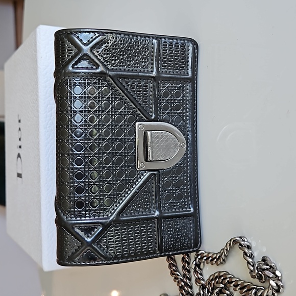Dior Micro-cannage Pouch Gunmetal - Picture 1 of 8